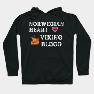 Norwegian Heart Viking Blood. White text.  Gift ideas for historical enthusiasts. Hoodie